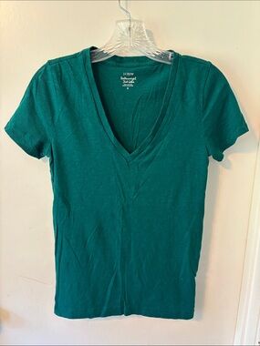 J. Crew Women's Deep Teal V-Neck Short Sleeve Tee